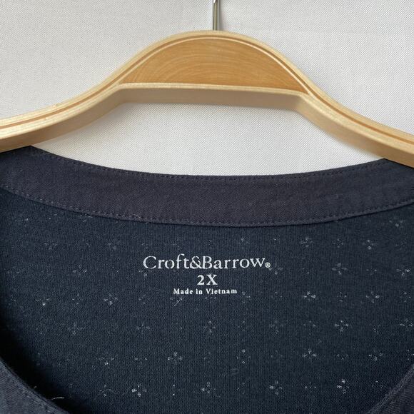 Croft & Barrow Floral Square Tunic Top Women 2X Black Pockets 3/4 Sleeve Cottage - Picture 4 of 9